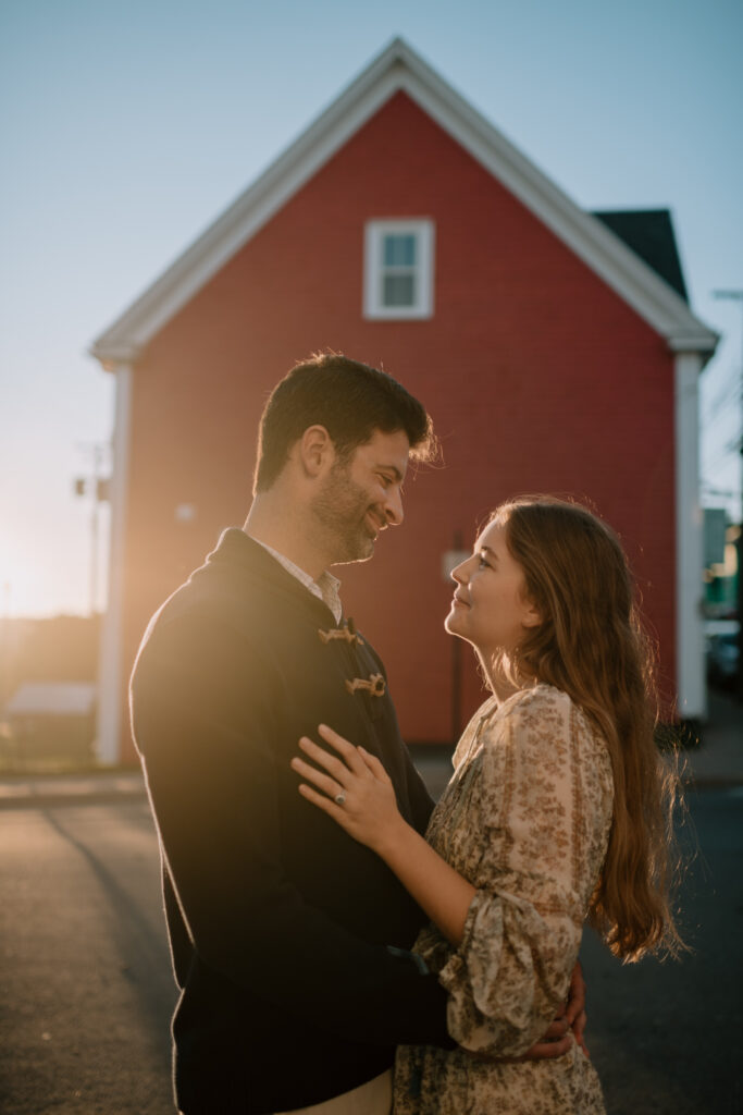 newly engaged couple in Lunenburg, Nova Scotia
