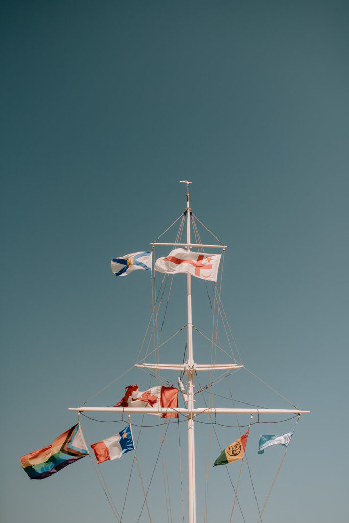 Flags on sailboat in Halifax Harbour, Nova Scotia