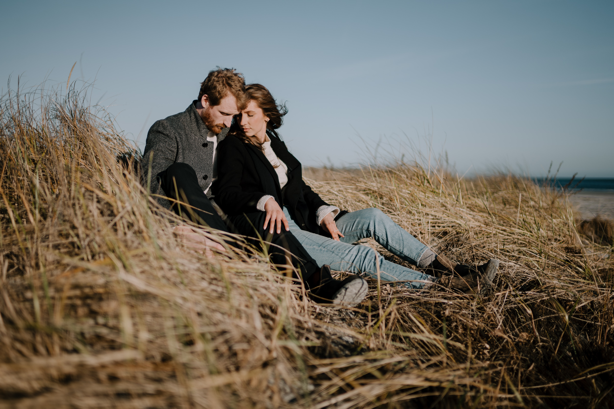 Engagement photos of couple on Nova Scotia Beach